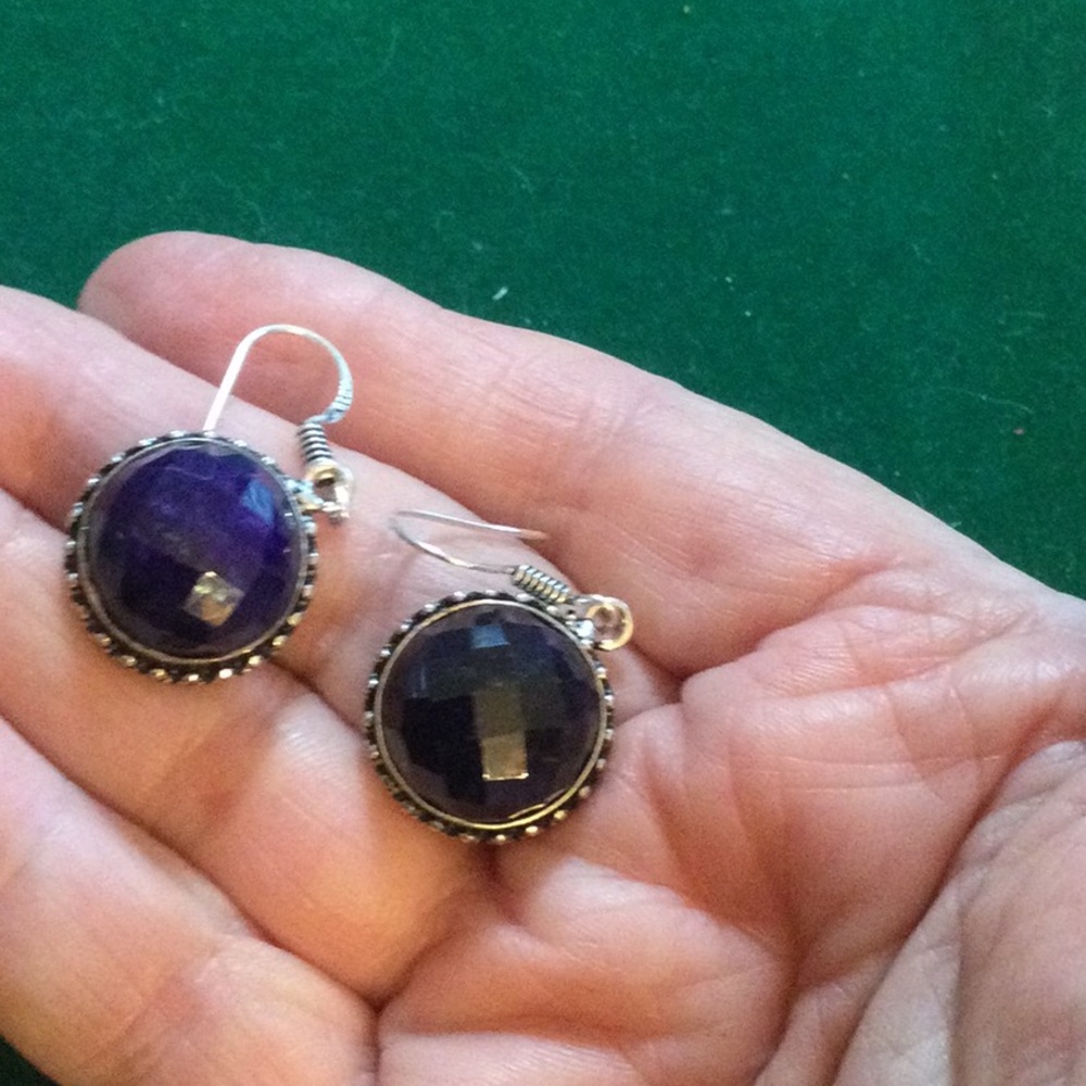 Genuine Faceted Sapphire Earrings - Picture 9 of 10